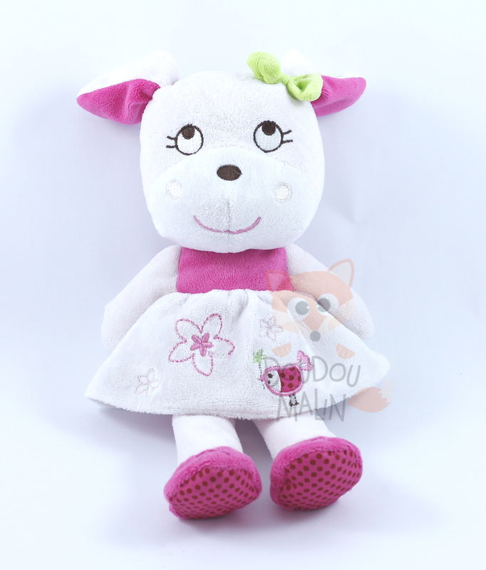 Influx peluche chien robe rose oiseau 